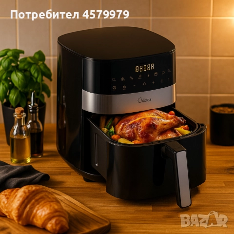 Еър фрайър Midea MF-CN65E2 - За готвене с горещ въздух, снимка 3 - Фритюрници - 51678214