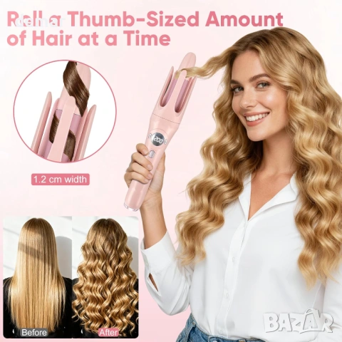 Автоматична безжична маша за коса с 4 температурни настройки, 32 мм, 4000mAh,сензор против заплитане, снимка 4 - Маши за коса - 54109648