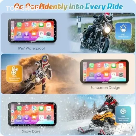 Нов Безжичен CarPlay и GPS за Мотоциклети, Водоустойчив 6.3" Дисплей, снимка 7 - Друга електроника - 49203433