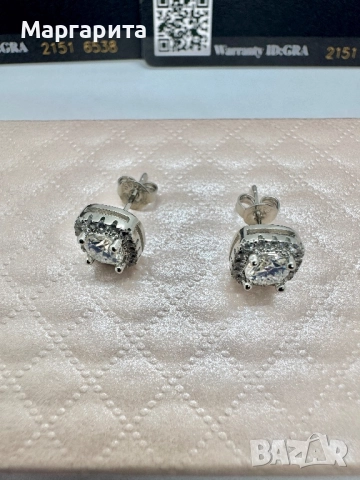 Сребърни обеци с мойсанит (диамант) 0.5 карата, снимка 6 - Обеци - 51630760