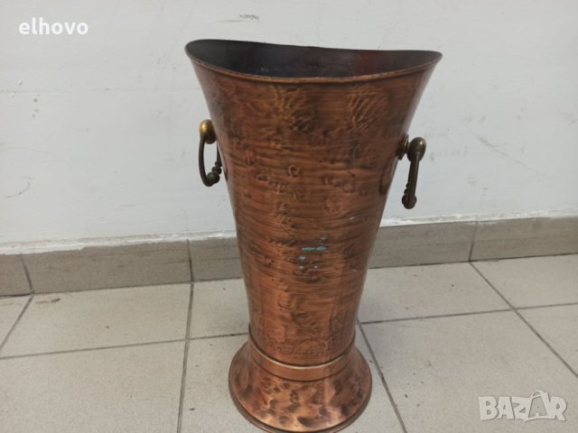 Медна ваза, кана, поставка, снимка 3 - Антикварни и старинни предмети - 32090822