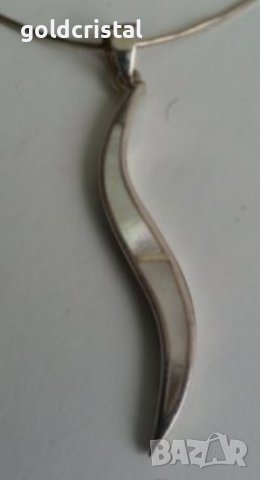 сребърен медальон с седеф, снимка 5 - Обеци - 17304857