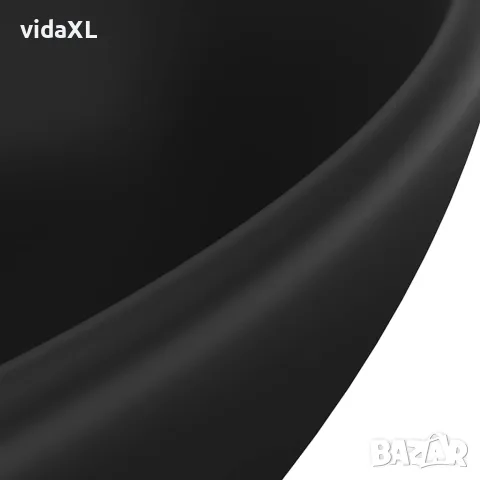 vidaXL Луксозна овална мивка, матово черна, 40x33 см, керамика, снимка 5 - Мивки - 56146127