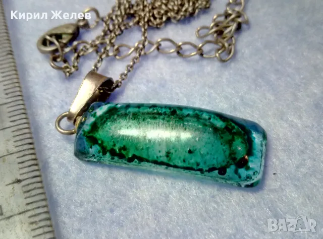 АРТ МЕДАЛЬОН ВЕНЕЦИАНСКО СТЪКЛО МУРАНО с СРЕБРО 925 и СРЕБЪРНА ВЕРИЖКА с ПОСРЕБРЕНА ЗАКОПЧАЛКА 49784, снимка 2 - Колиета, медальони, синджири - 50416501