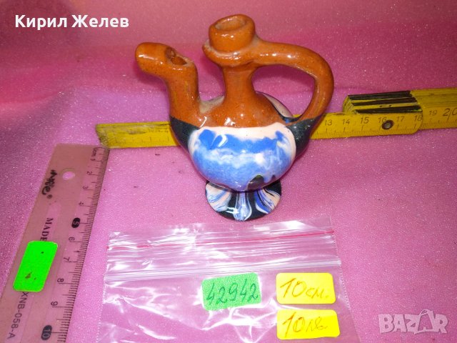 КЕРАМИЧНО БЪРДУЧЕ СВИРКА РЪЧНА МАЙСТОРСКА ИЗРАБОТКА ТРАДИЦИОНЕН ЕТНО СУВЕНИР ГЛЕДЖОСАНА ГЛИНА 42942, снимка 7 - Декорация за дома - 44297234