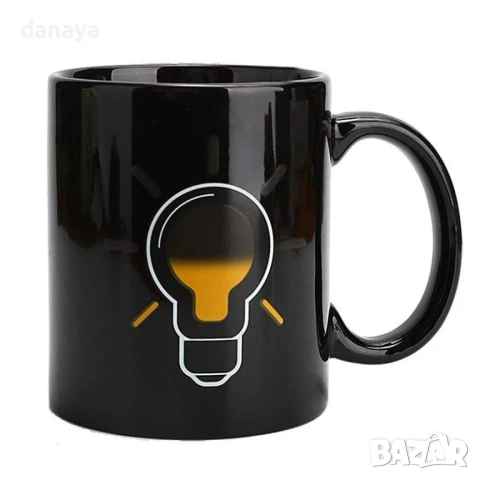 1327 Магическа чаша Крушка нестандартна подаръчна черна чаша 300ml, снимка 2 - Чаши - 51375241