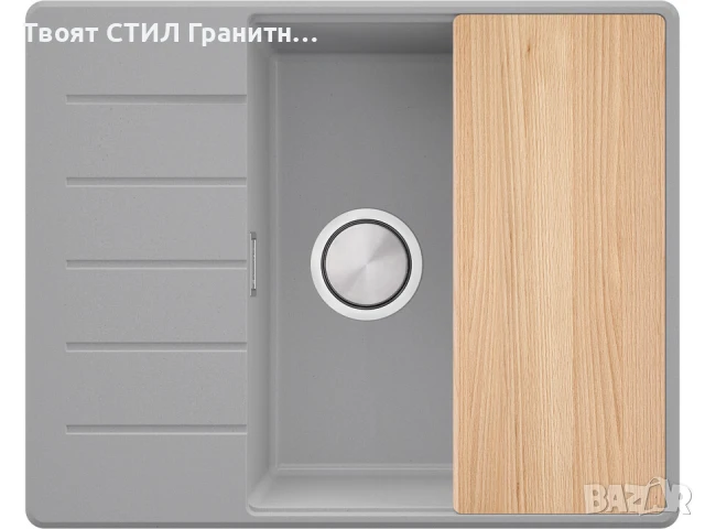 Сива кухненска гранитна мивка Копенхаген 50 Top 620х500, снимка 8 - Мивки - 51299481