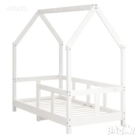 vidaXL Рамка за детско легло, бяла, 70x140 см, бор масив, снимка 3 - Бебешки легла и матраци - 56148160