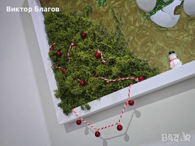 Коледна картина в епоксидна смола, снимка 3 - Картини - 52941557