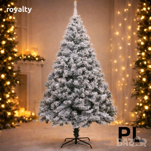 Заснежена гъста елха с много клонки. Метална здрава основа.