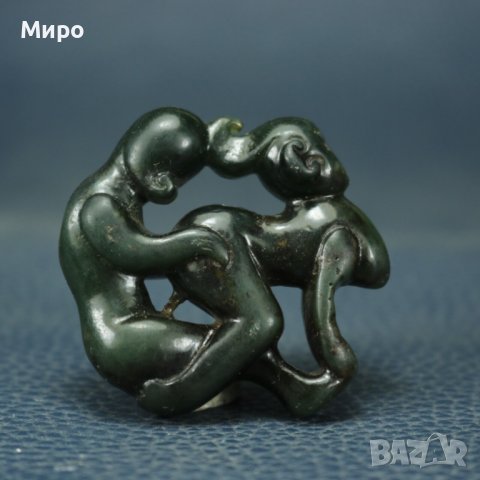 НЕФРИТ СТАТУЕТКА ТАЛИСМАН АМУЛЕТ ЕРОТИКА ЕРОТИЧНА СЦЕНА , снимка 2 - Антикварни и старинни предмети - 40737351