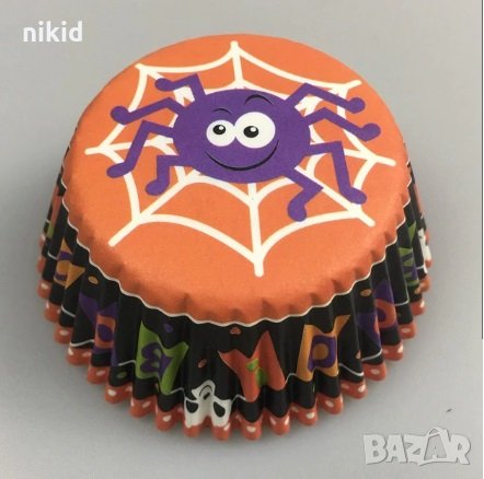50 бр хартиени капсули Паяк Хелоуин Halloween кошнички за кексчета мъфини парти
