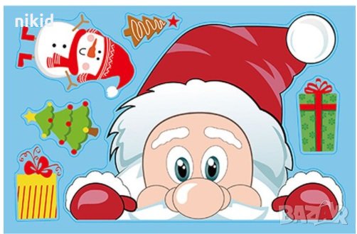 Елен Рудолф Дядо Коледа Коледен стикер лепенка самозалепващ за прозорец мебел декор украса стена, снимка 3 - Други - 31205525