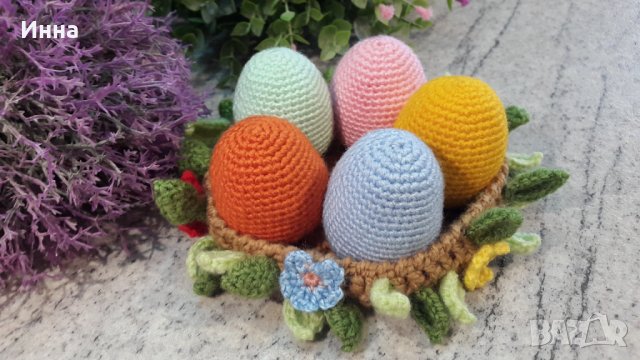 Великденски подаръци. Яйца в гнездото. Плетена играчка. Ръчно изработени., снимка 6 - Романтични подаръци - 39876074