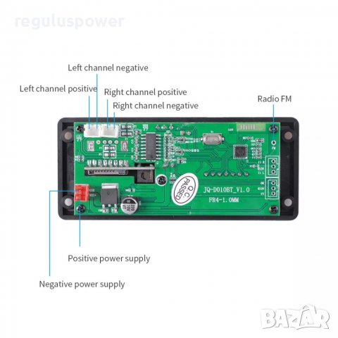 Mp 3 player 2*25W, DC 7V - 15V, модул за вграждане с Bluetooth 5.0, папки, Sd, Fm, Aux, REC, Call , снимка 3 - MP3 и MP4 плеъри - 37417708
