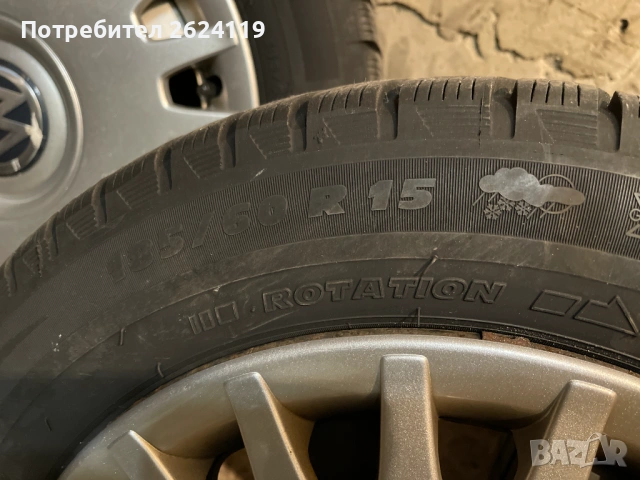 Продавам железни джанти с зимни гуми Michelin Alpin 185/60/15 , 5х100, снимка 11 - Гуми и джанти - 53108181