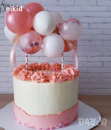 10 бр мини балони балончета и сламки топери за украса на торта , снимка 5 - Други - 27240012