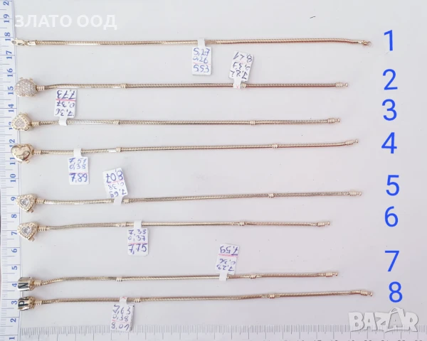 ЗЛАТНИ 14К ТАЛИСМАНИ, стопери, ГРИВНИ тип " PANDORA" 