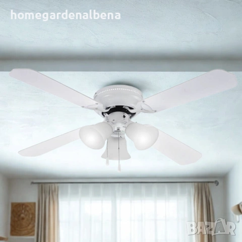 Вентилатор за Таван с Осветление Muhler MCF4262W – 107см, 3xE27, MDF, снимка 3 - Вентилатори - 54181942