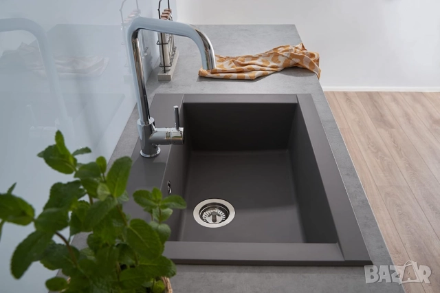 Кухненска Мивка, Respekta Ohio Mineralite Sink 66x50см сива, Устойчива на Надрасквания!, снимка 3 - Мивки - 52123647