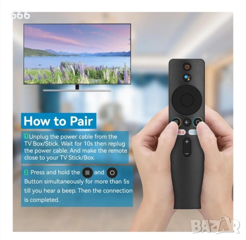 Дистанционно, подходящо за телевизор Xiaomi, Bluetooth voice, черно, снимка 2 - Дистанционни - 53292488