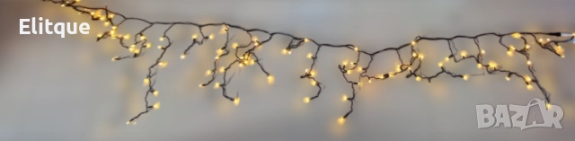 Коледна LED завеса за външен монтаж, 100% водо и влаго защитена, Дължина: 3метра, Висулки:60см, чере, снимка 2 - Други - 52903675