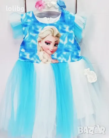 Детска рокля АЕ с диадема 6-12 години в синьо.