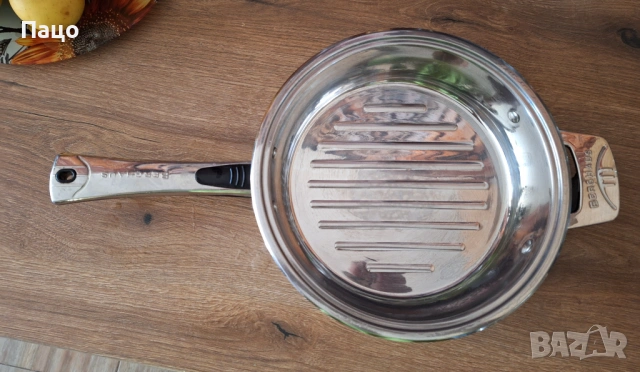 тиган/Berghaus 18/10 Edelstahl Pan 2 handle 27cm Wide Heavy Used