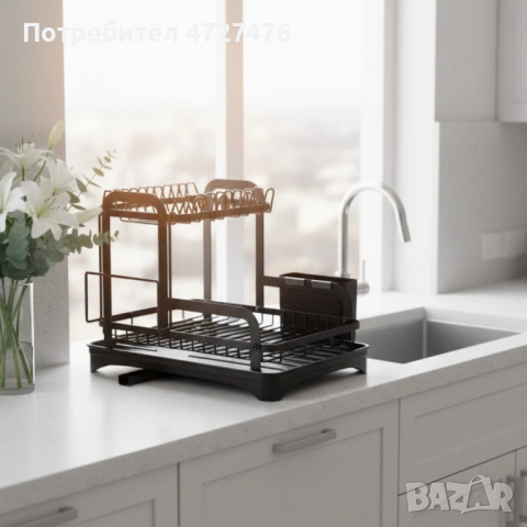 Сушилник за съдове с оттичане на водата, XXL, снимка 2 - Аксесоари за кухня - 53342676