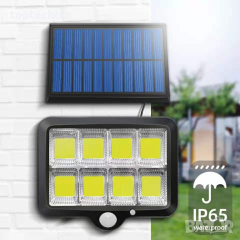 500W Соларен прожектор с отделен панел с 3 режима на работа, 5м кабел, снимка 1