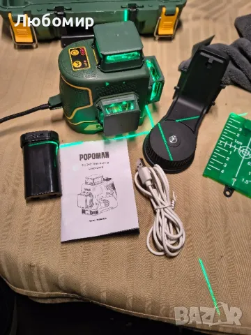 Лазерен нивелир 3D & 3 x 360°, Линеен лазерен зелен POPOMAN, USB акумулатор, самонивелиращ

, снимка 2 - Измервателни инструменти - 50011039