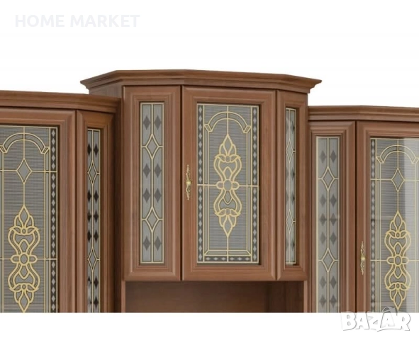 Секция BARON 2.40 орех  Място за телевизор 80/77 см.  Материал - ПДЧ/МДФ  Цвят - орех еко   , снимка 4 - Секции и витрини - 52538176