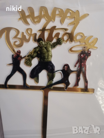 Avengers Марвел Батман Капитан Америка Хълк Отмъстителите Айрън Happy Birthday пластмасов топер , снимка 3 - Други - 36417046