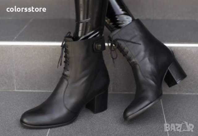 Боти на ток - черна ЕСТЕСТВЕНА кожа - 1457, снимка 2 - Дамски боти - 37726651