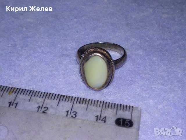 Старинен СКЪПОЦЕНЕН АНГЛИЙСКИ СРЕБЪРЕН РЕТРО АРТ ДЕКО ПРЪСТЕН с РЪЧНО ШЛИФОВАН МЛЕЧНОБЯЛ АХАТ 40328, снимка 8 - Антикварни и старинни предмети - 42613114