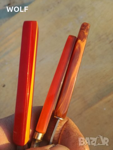 Кехлибар дръжки Немски шпатули и виличка за торти сладки, снимка 3 - Антикварни и старинни предмети - 35191583