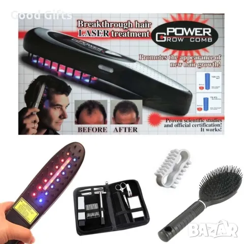 Лазерна четка за стимулиране растежа на коса и брада Power Grow Comb, снимка 10 - Продукти за коса - 47511344