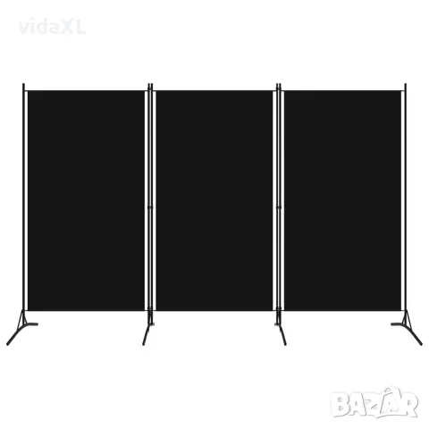 vidaXL Параван за стая, 3 панела, черен, 260x180 см