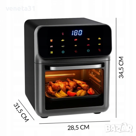 Еър фрайър и фурна 2-в-1 , XXL Капацитет 8.5L, 1350W, 10 Програми, LED Тъч дисплей