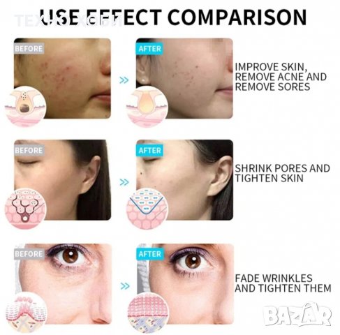 Козметична Фотонна LED маска за лице терапия за бръчки акне пори фотон, снимка 4 - Козметични уреди - 37602244