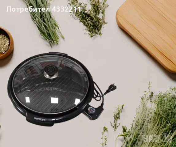 Електрическа оребрена скара, стъклен капак, снимка 1