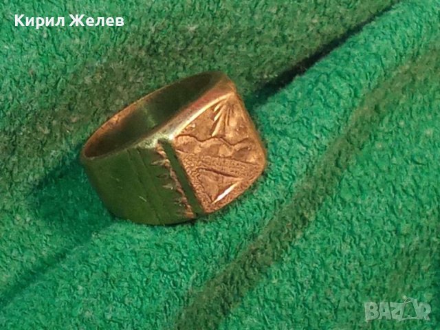 ПОЗЛАТЕН ОРНАМЕНТИРАН Пръстен Стар Бронзов РЪЧНА ИЗРАБОТКА РЕТРО БИЖУ 10802, снимка 2 - Антикварни и старинни предмети - 33490594