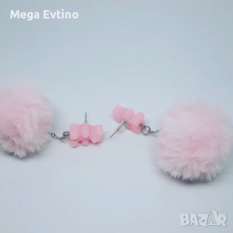 Обеци Желирани мечета с пухчета , снимка 3 - Обеци - 36528611