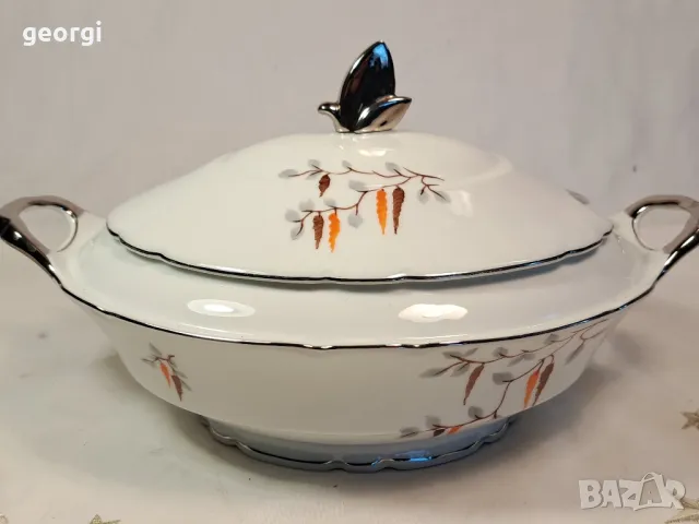 Карловски порцеланов супник солница и сосиера Victoria Czechoslovakia     7/1, снимка 7 - Сервизи - 49900540