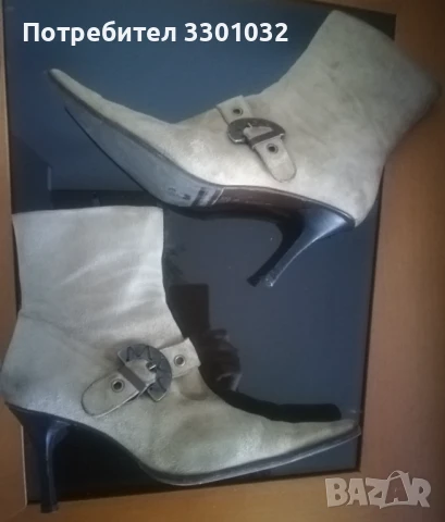 Дамска чанта от естествен бежав велур,с метален обков, снимка 6 - Чанти - 50552521