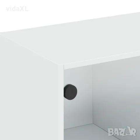 vidaXL Стенен шкаф със стъклени врати, бял, 102x37x35 см, снимка 9 - Шкафове - 56148143