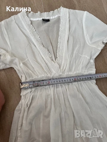 ЧИСТО НОВА Памучна бяла блузка / туника, снимка 3 - Туники - 50620555
