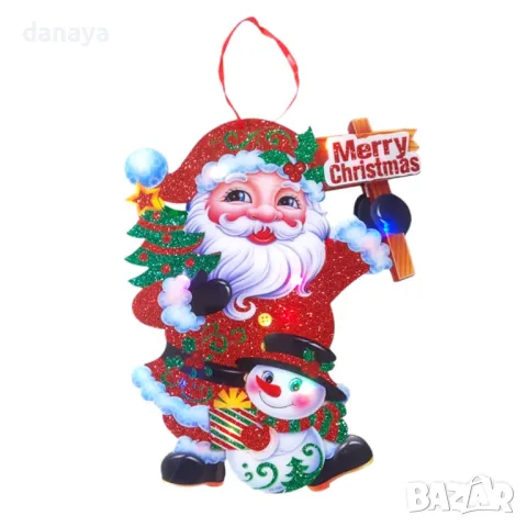5297 Светеща коледна украса за прозорец стена Merry Christmas, снимка 4 - Декорация за дома - 47522693