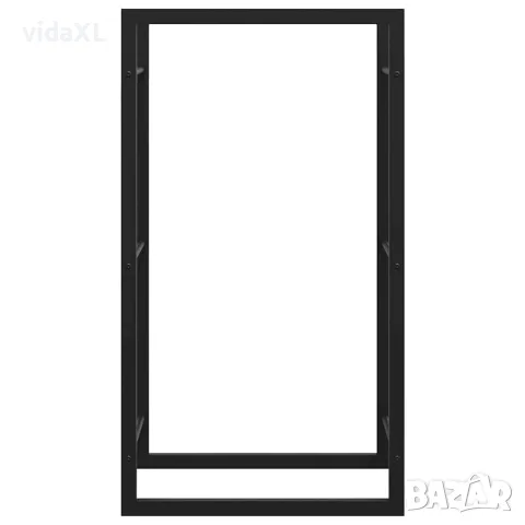 vidaXL Стойка за дърва за огрев, черен мат, 50x28x94 см, стомана, снимка 5 - Дърва за огрев - 56147195