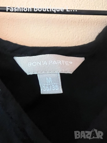 Черна дантелена рокля с подплата и ластик в талията с дълъг ръкав М размер на марката Bon’a’parte 🖤, снимка 3 - Рокли - 52177861